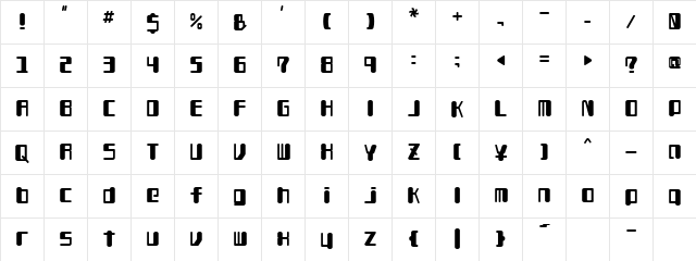 TYPEOUT2097 ALP Regular  glyph index