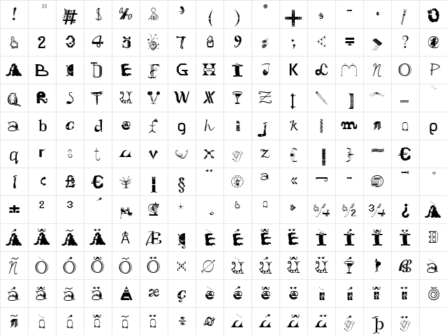 OldDreadfulNo7 BT Regular  glyph index