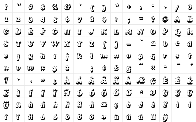 CooperBlaDBolItaSh1 Regular  glyph index