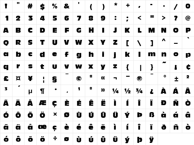 Antique Olive T Regular  glyph index