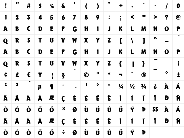 Elmshorn Regular  glyph index