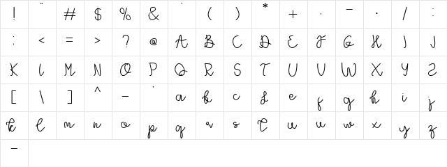eliya Regular  glyph index