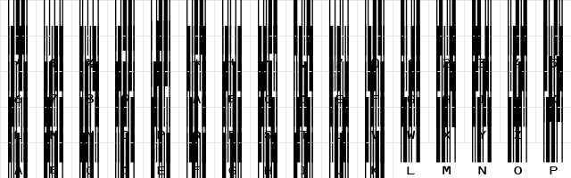 IDAHC39M Code 39 Barcode Regular  glyph index