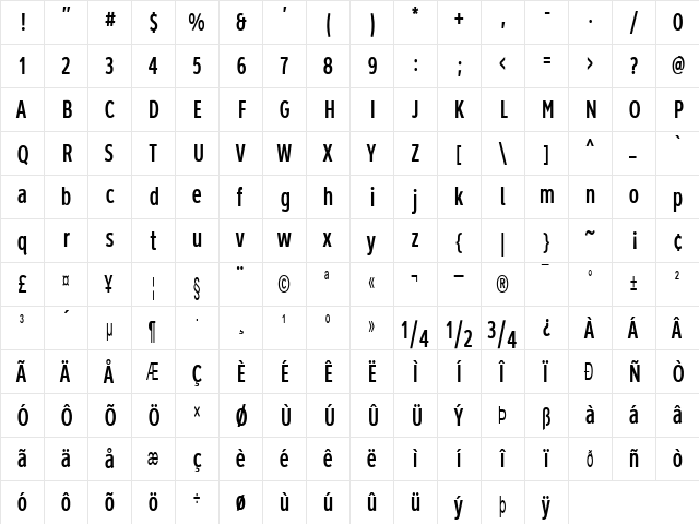 Roadgeek 2005 Series 1B Regular  glyph index