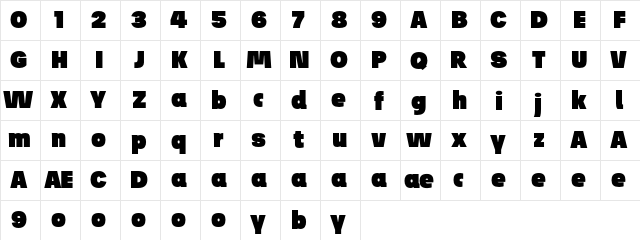 Josef Pro Bold Ultra  glyph index