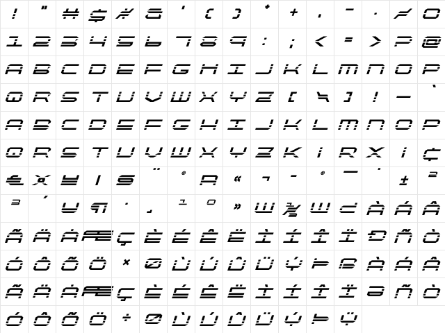 QuickQuick Bold Italic Bold Italic  glyph index