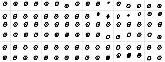 HeXkEy Italic Regular  glyph index