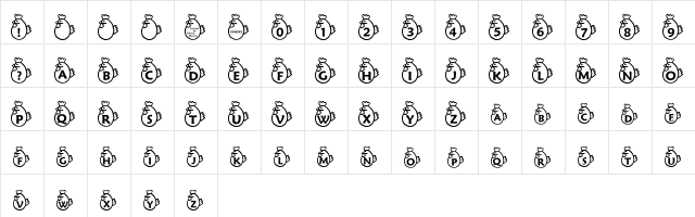 RMChicky Regular  glyph index