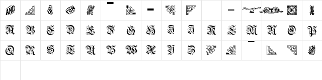 GriffDinShi Regular  glyph index