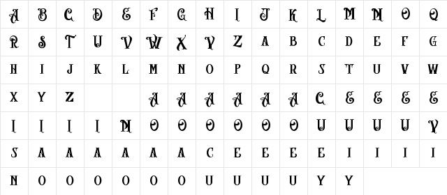 AngeL Bilsh - Demo Regular  glyph index