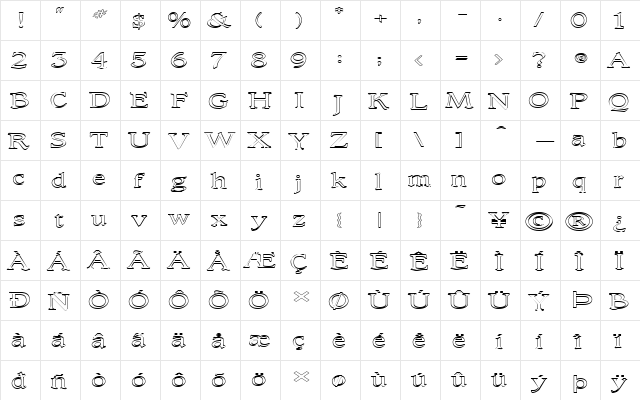FZ ROMAN 23 HOLLOW EX Normal  glyph index