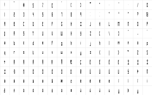 Dastardly BRK Normal  glyph index