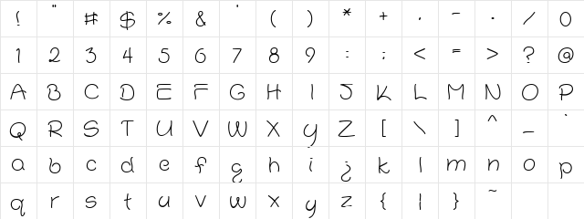 PC Stringy Regular  glyph index