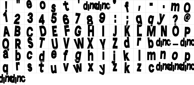 TangledUp Regular  glyph index