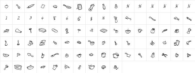 CK Kitchen Tools Regular  glyph index