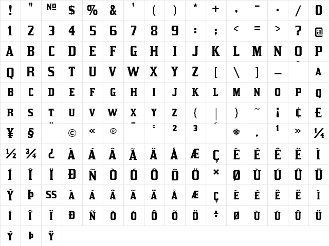 Kirsty Regular  glyph index