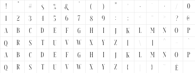 Loverica DEMO Regular  glyph index