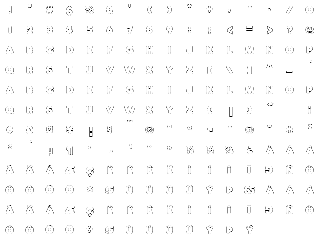 URWFrigoriusOutP Regular  glyph index