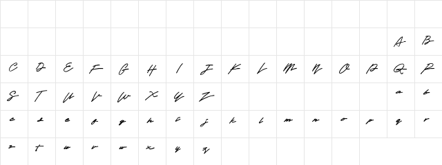 Obey Signature Regular  glyph index