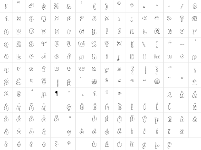 Lolipop Lol Regular  glyph index