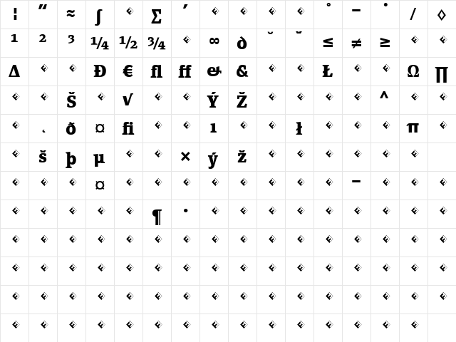 PageSerif-BoldExpert Regular  glyph index