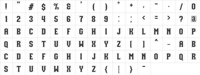 NUAZ Regular  glyph index