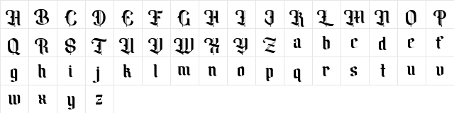 Amika Blackletter Free Font Regular  glyph index