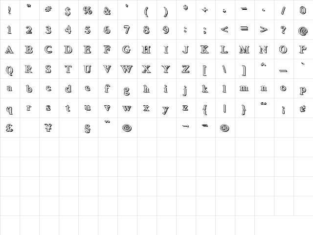 Blockstepped 3D Regular  glyph index