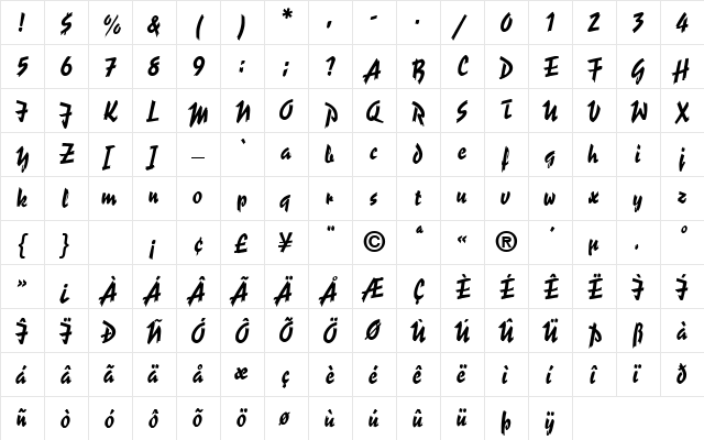 Reporter-Two Regular  glyph index