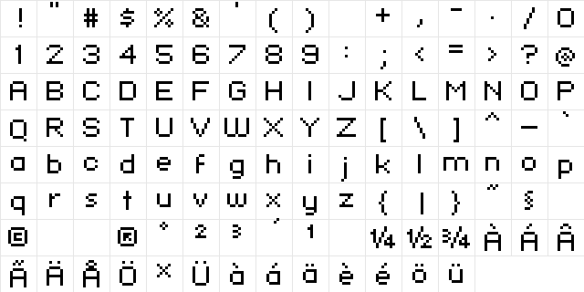pixelFJ8pt1 Normal  glyph index