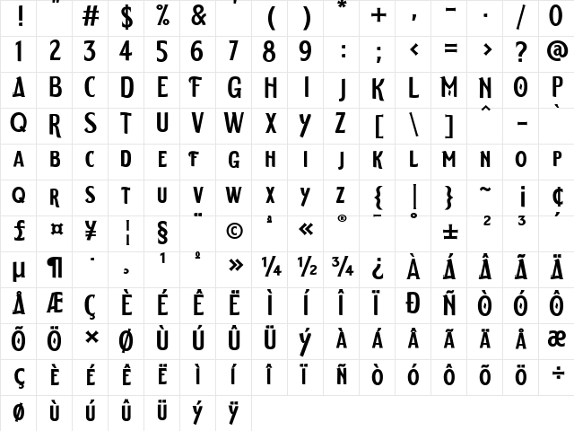 ELDERWEISS Regular  glyph index