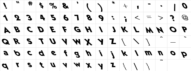Kabel Leftie Book  glyph index