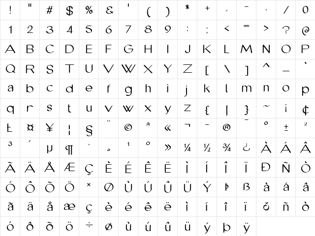 cofley light  glyph index