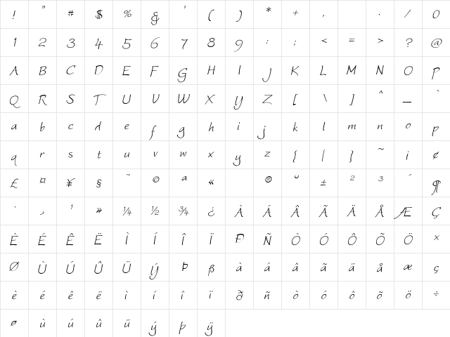 Worstveld Sling Oblique Regular  glyph index