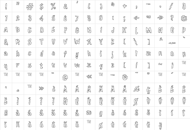 F2FPixmix LT Std Regular  glyph index