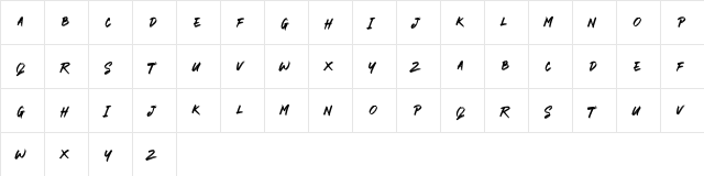 RODAMAS Regular  glyph index