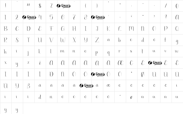 Reshonare Demo Regular  glyph index