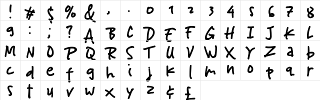Scribble Child Regular  glyph index
