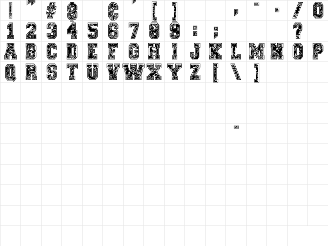 Paysley Sports Regular  glyph index