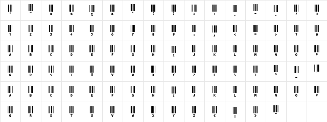 CODE3X R  glyph index