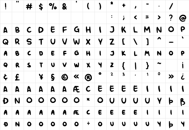 Chunky Rosie Demo Regular  glyph index