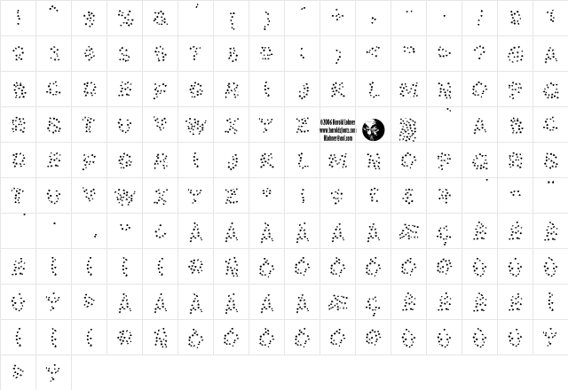 GaudiRed Tile Regular  glyph index