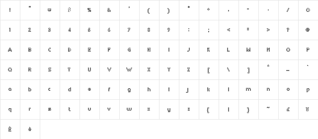 RM Playtime bold Regular  glyph index