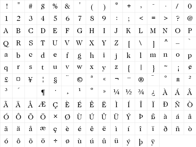 CaslonTwoTwentyFour Book  glyph index