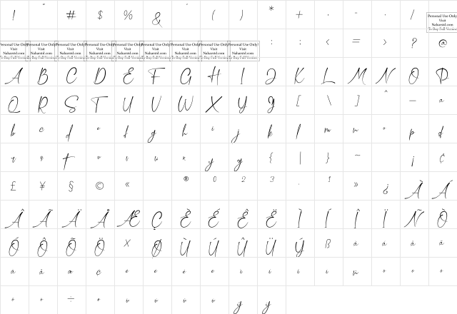 Confidently Regular  glyph index
