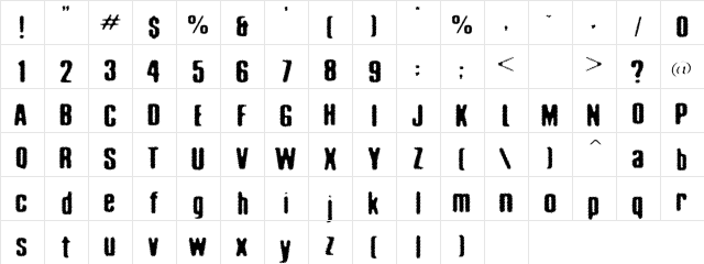 Acidreflux Regular  glyph index