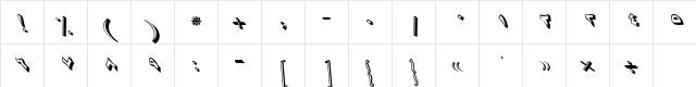 B Zaman Regular  glyph index