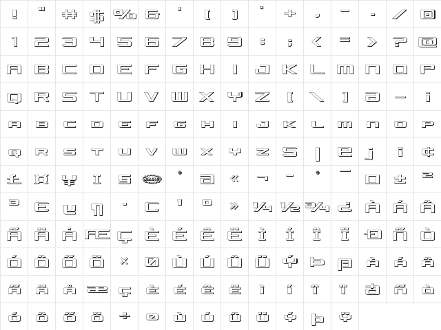Concielian Jet 3D Regular  glyph index