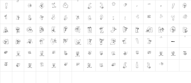 LDJ Cheerleader Regular  glyph index