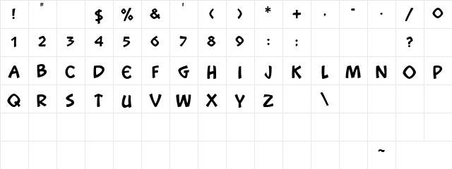 Snootchie Bootchies Regular  glyph index